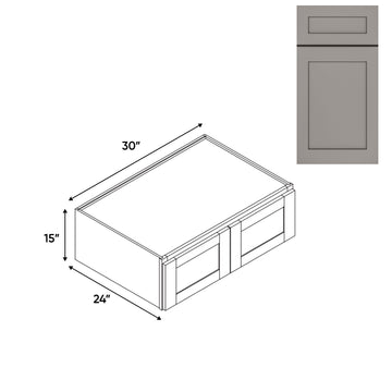 RTA - Grey Shaker - Wall High Cabinets with 2 Door - 30"W x 15"H x 24"D - GS-W301524