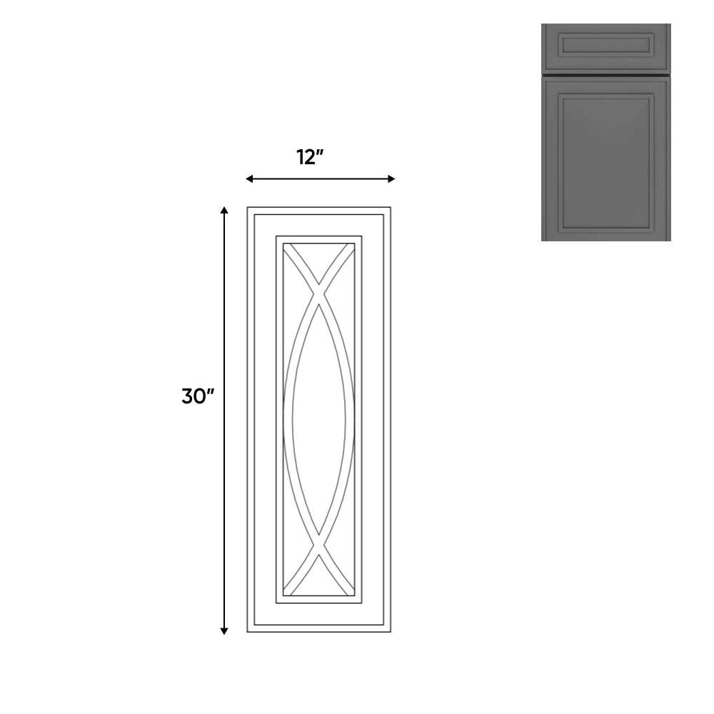 RTA - Elegant Shaker Grey - 12"W x 30"H - Wall Decoration Glass Door