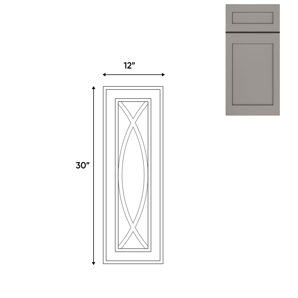 RTA - Grey Shaker - 12"W x 30"H - Wall Decoration Glass Door