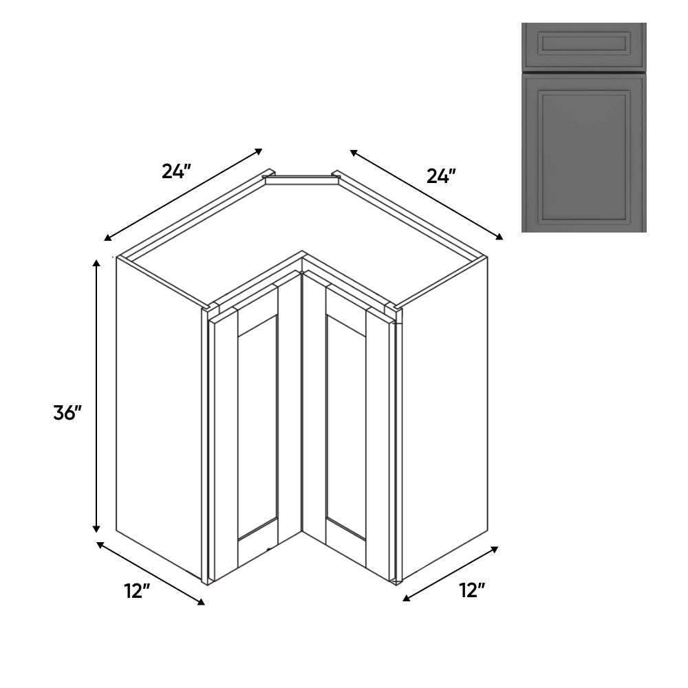 RTA - Elegant Shaker Grey - Wall Easy Reach Cabinet - 24"W x 36"H x 12"D