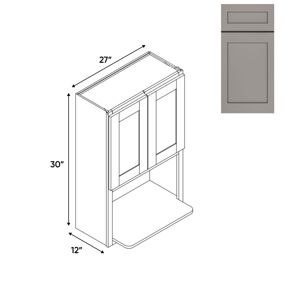 RTA - Grey Shaker - Microwave Wall Cabinets with 2 Door 1 Shelf - 27"W x 30"H x 12"D - GS-WM273012