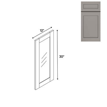 RTA - Grey Shaker - Wall Molding Glass Door with 1 Door - 12"W x 30"H x 0.75"D - GS-WMD1230GD