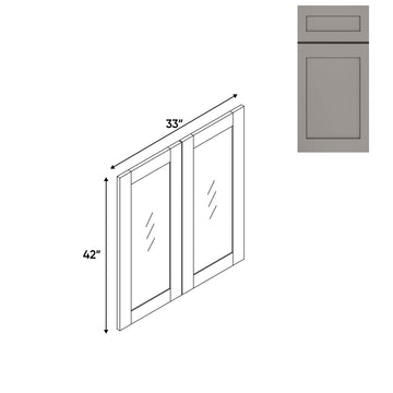 RTA - Grey Shaker - Wall Molding Glass Door with 2 Door - 33