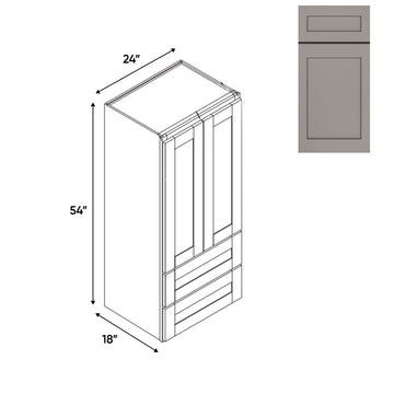 RTA - Grey Shaker - Wall Pantry Drawer Cabinet - 24"W x 54"H x 18"D - GS-WPDC245418