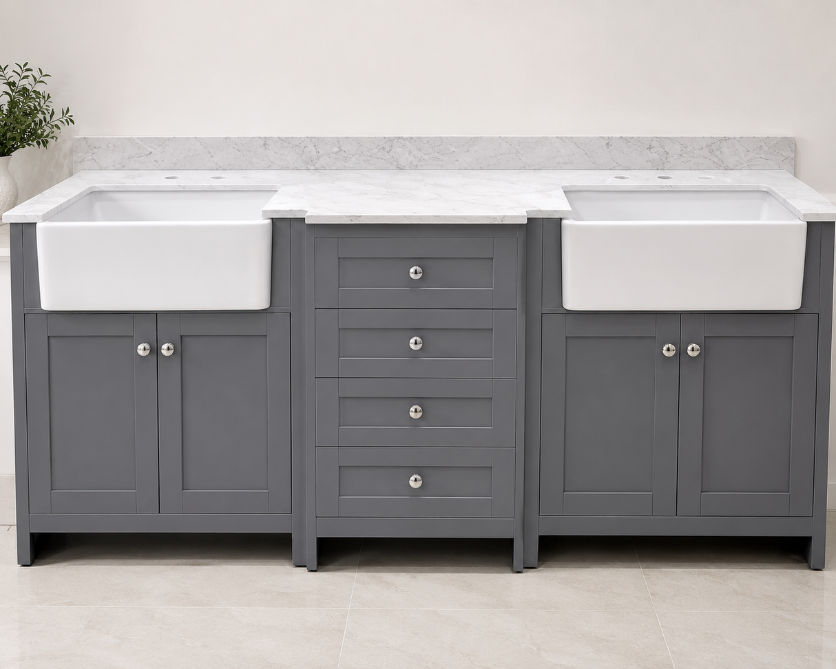 73"W x 22"D x 33.5"H Bathroom Vanity With Quartz Top -  Farmhouse Sink