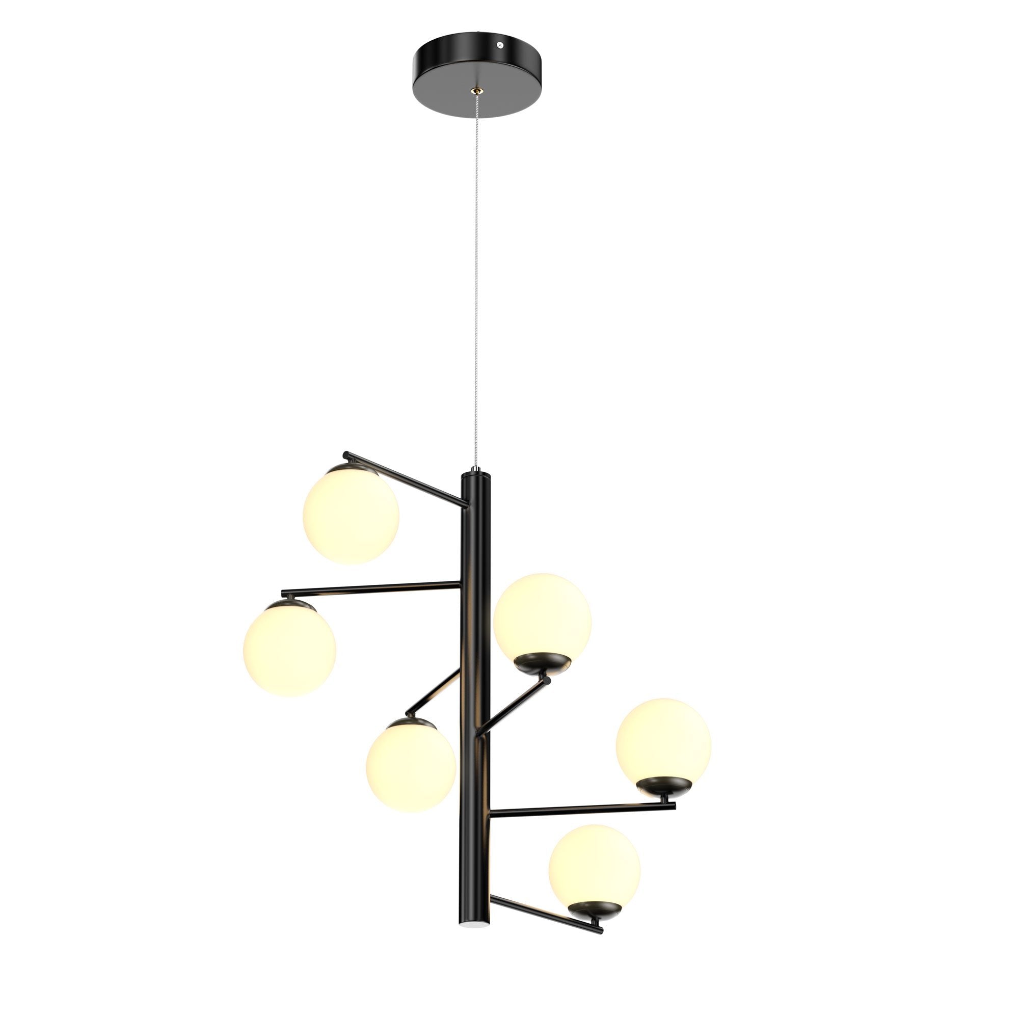 6-Lights, Chandelier, 47W, 3000K, Matte Black Body Finish, Dimmable