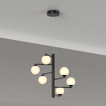 6-Lights, Chandelier, 47W, 3000K, Matte Black Body Finish, Dimmable