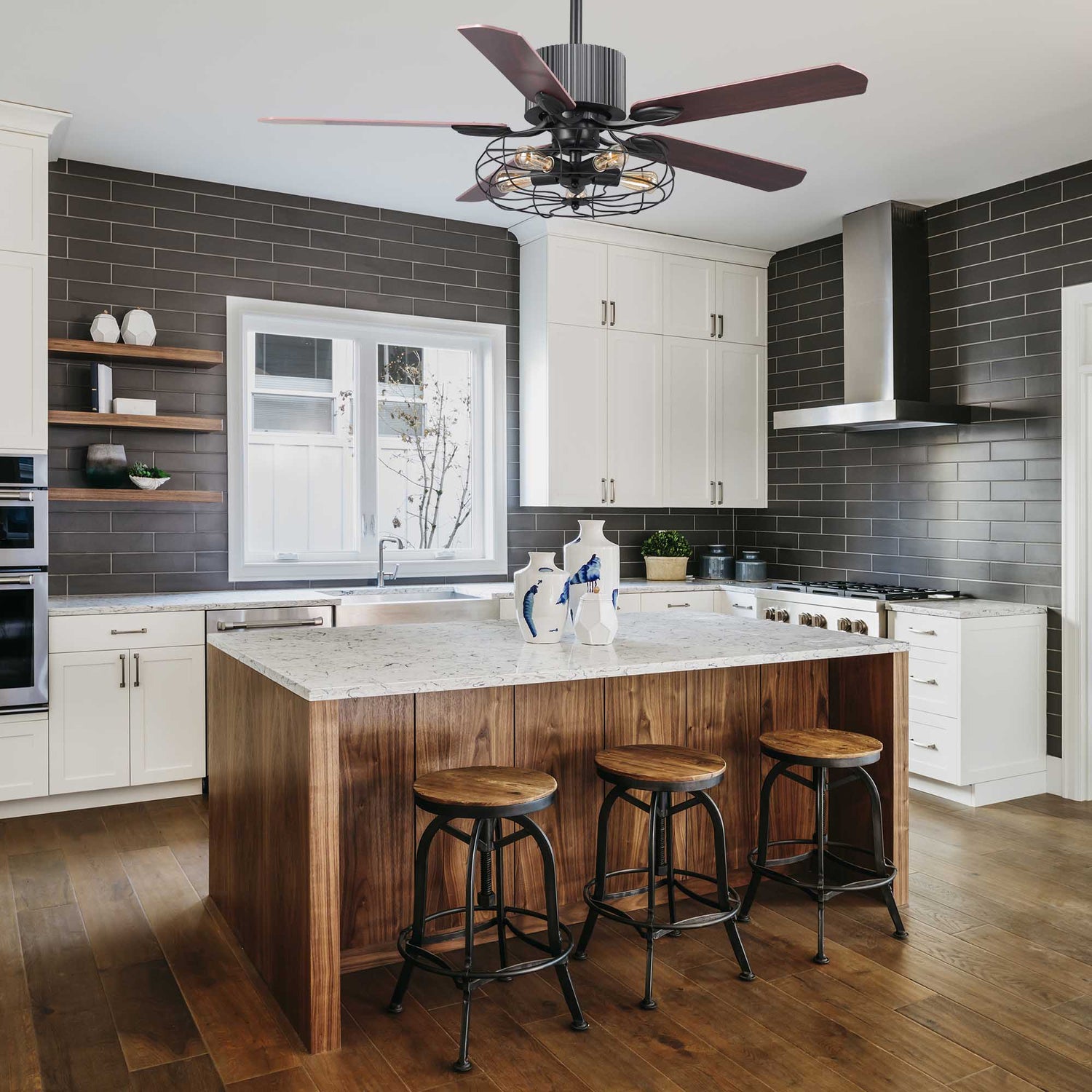 Heritage 52" In. 5 Blade Smart Ceiling Fan with LED Light Kit Works with Wall control, Wi-Fi apps and Voice control via Google Assistant/Alexa/Siri