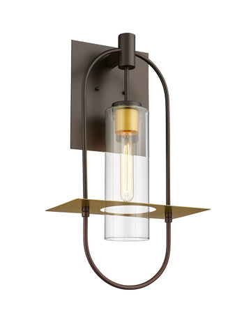 Smyth Indoor Wall Sconce, E26 Socket 1X60W, Clear Glass, Bronze,  22 1/4" H x 12 1/2" W, Extends 7 1/2" from the wall