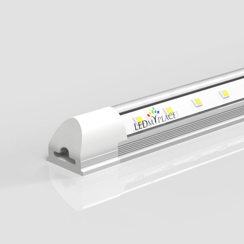 T8 8ft Integrated LED Tube Light 60W V Shape 6500K Clear, ETL Listed, Plug and Play, Linkable T8 8ft LED Bulbs for Garage, Warehouse, Shop