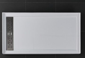 60 in. L x 32 in. W - Rectangular Single Threshold Acrylic Shower Pan with Drain(included) - PRO (Left Side)