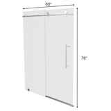 60" x 76" Frameless Shower Door - Acrylic Shower Pan with Drain - Shower Kit with 5pc Shower Wall System