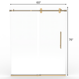 Ivanees Single Sliding Frameless Shower Door 8mm Clear Tempered Glass - Barn Door Style - Brushed Gold - 60 x 76 Inch