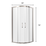 Ivanees 36 In. x 76 In Framed Corner Sliding Shower Enclosure with Curved 8mm Clear Tempered Glass