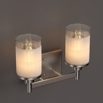 Cylinder Shape Bathroom Light Fixtures with Frosted Glass Shades, 2-Light/3-Light/4-Light, Wall Mount, Vanity Lighting