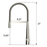 Brass Single Handle Pull Down Kitchen Faucet With Zinc Handle, Plate in Stainless
