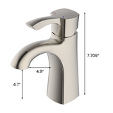 Single-Handle Single Hole Deck Mount Bathroom Sink Faucet with Pop-up Drain in Brushed Nickel