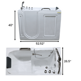 53 in. Acrylic Walk in Bathtub for Disabled Person,  - Left Side Door