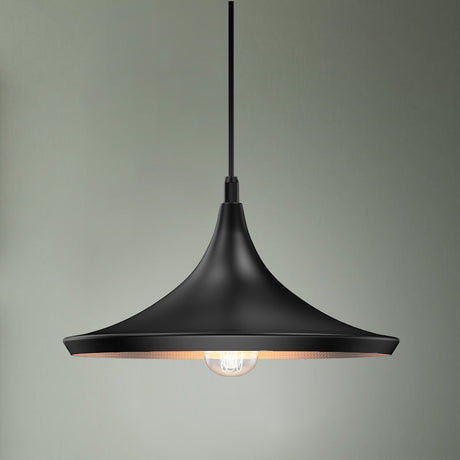 matte-black-trumpet-shaped-pendant-light