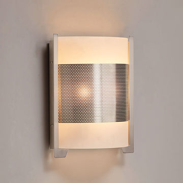 2-Light Brushed Nickel Wall Sconce, White Glass shade, Dim: W10