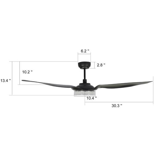 Icebreaker Black/Black 3 Blade Smart Ceiling Fan with Dimmable LED Light Kit Works with Remote Control, Wi-Fi apps and Voice control via Google Assistant/Alexa/Siri