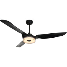 Fletcher 60" In. Black/Black 3 Blade Smart Ceiling Fan with LED Light Kit Works with Led Light Kit & Remote