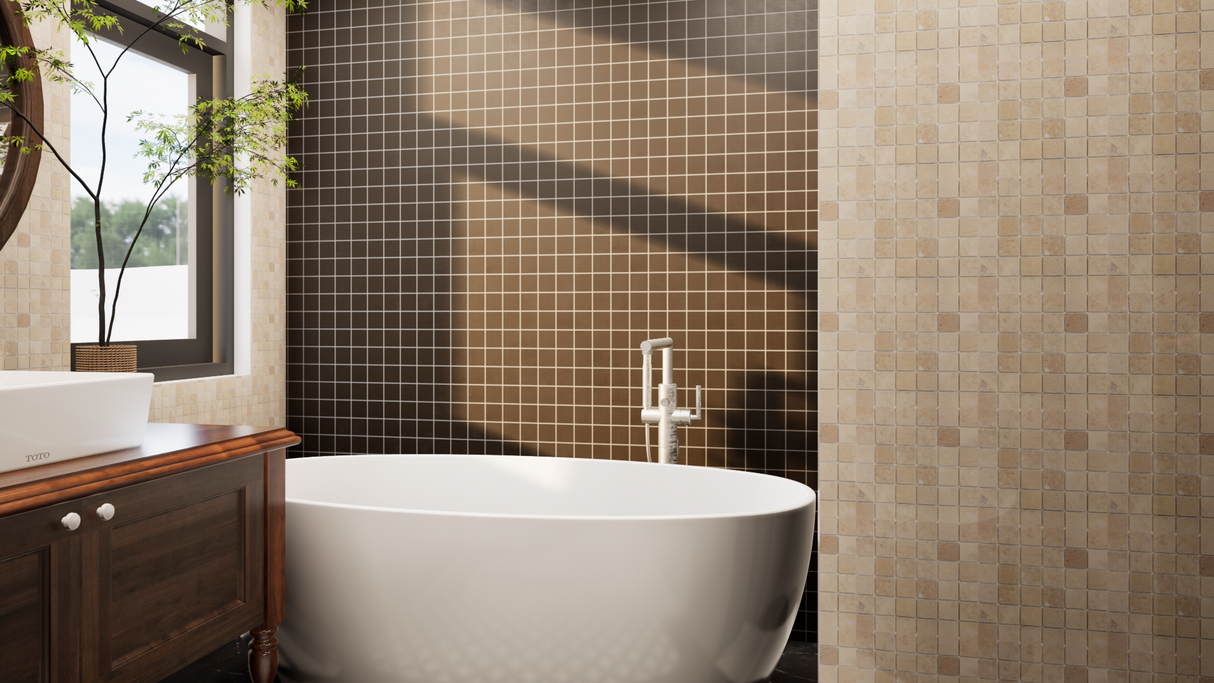 2 X 2 In Cinq Brown Matte Glazed Ceramic Mosaic