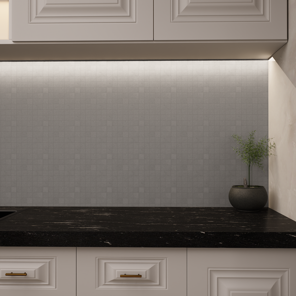 2 x 2 in Artifact Fog Matte Glazed Porcelain Mosaic