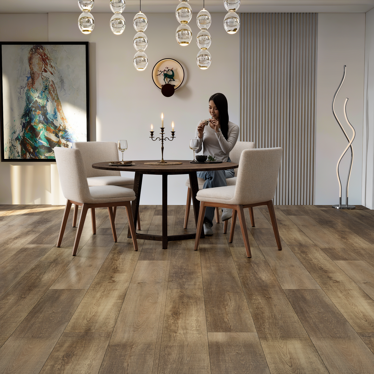 Luxury Vinyl Plank Flooring, Hazel Barrel, 9" x 72" x 5.5mm, 20 mil Wear Layer- Riptide-II Collection