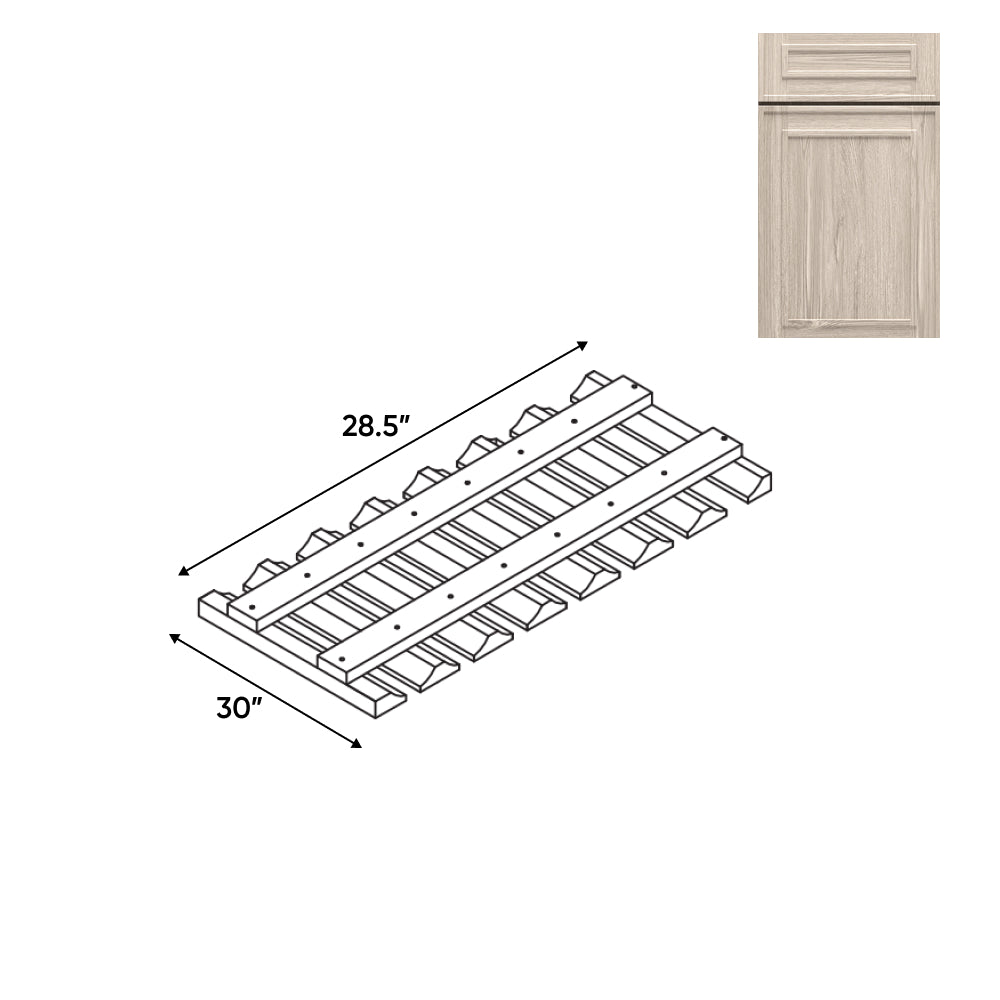 RTA - Elegant Shaker Ivory - 30" - Wall Glass Rack- 30"W x 2"H x 12"D