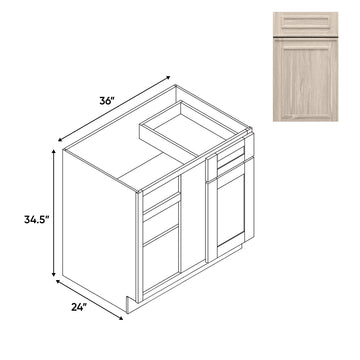 RTA - Elegant Shaker Ivory - Base Blind Corner - 1 Door 1 Drawer - 36