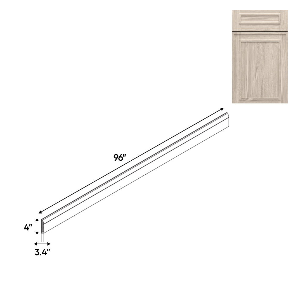 RTA - Elegant Shaker Ivory - Base Decoration Moulding - 96"L x 4"W x 0.75"D