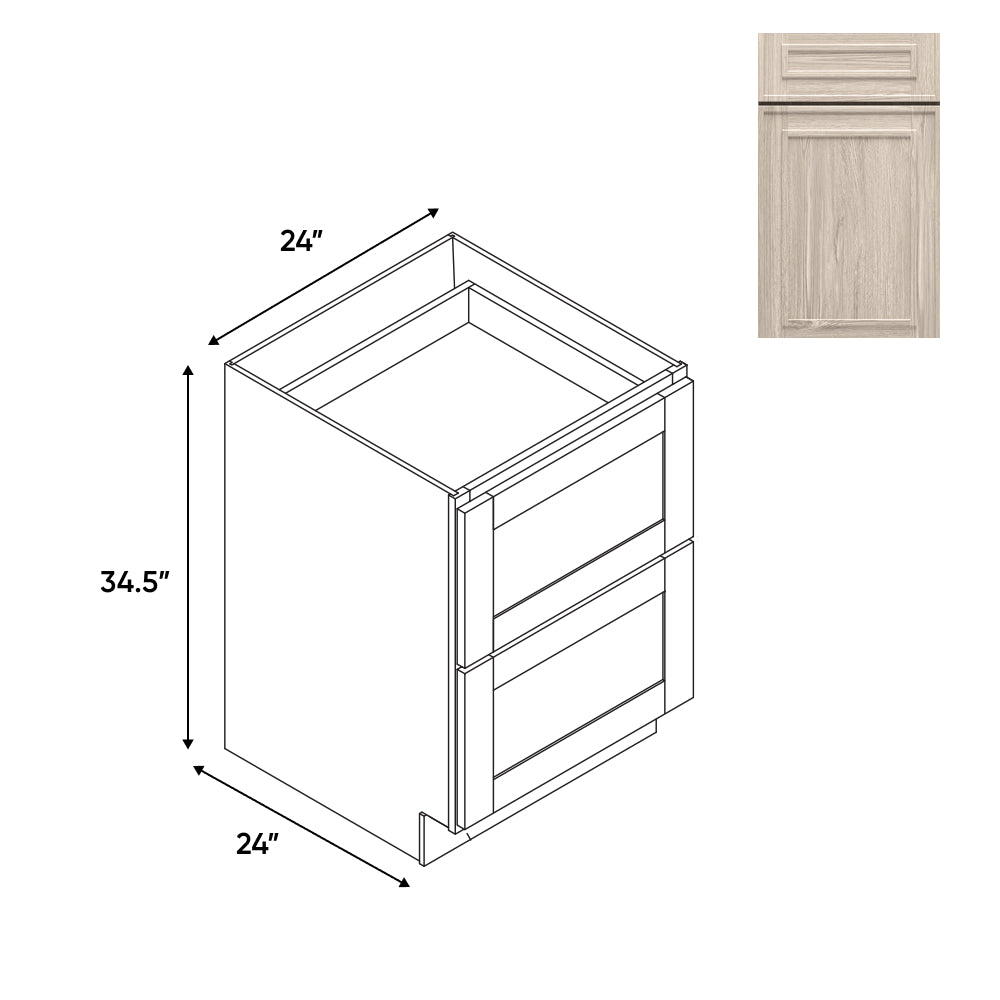 RTA - Elegant Shaker Ivory - Drawer Pack with 2 Drawer - 24"W x 34.5"H x 24"D