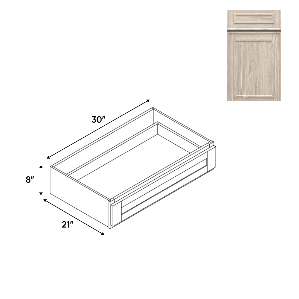 RTA - Elegant Shaker Ivory - Desk Knee Drawer - 30"W x 8"H x 21"D