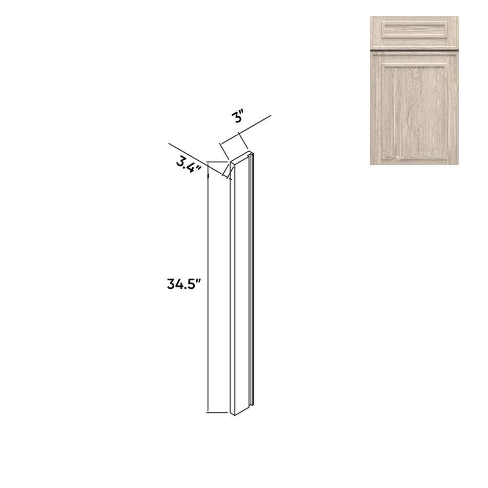 RTA - Elegant Shaker Ivory - 3"W - Wood Return - 3"W x 34.5"H x 0.75"D