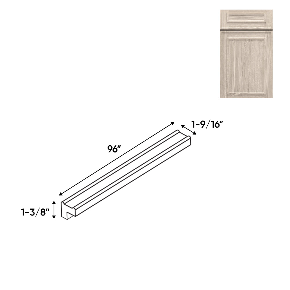 RTA - Elegant Shaker Ivory - Light Molding - 96"W x 1 3/8"H x 1 9/16"D