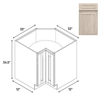 RTA - Elegant Shaker Ivory - Lazy Susan - 1 Door 2 Wood Turning Shelf - 33