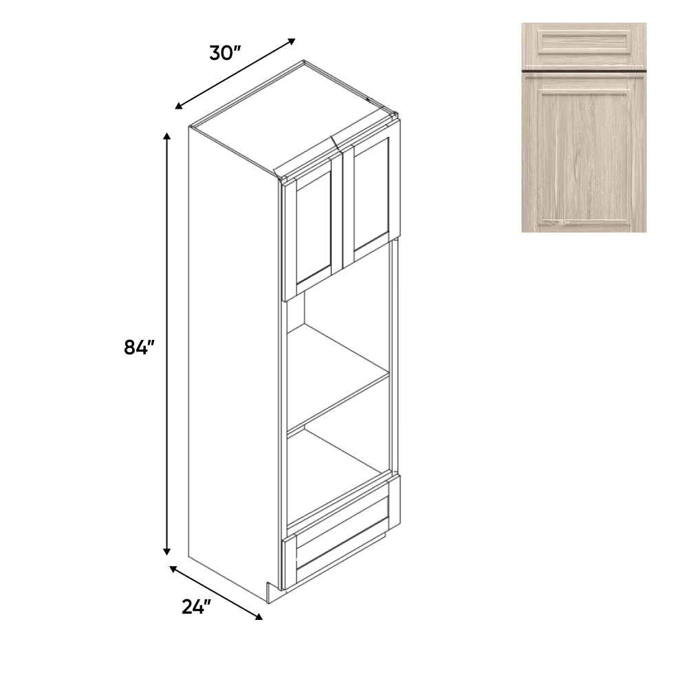 RTA - Elegant Shaker Ivory - Wall Oven Cabinets with 2 Door 1 Drawer - 30"W x 84"H x 24"D