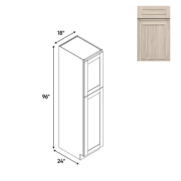 RTA - Elegant Shaker Ivory - Tall Pantry Cabinets with 2 Door 5 Shelf Space - 18