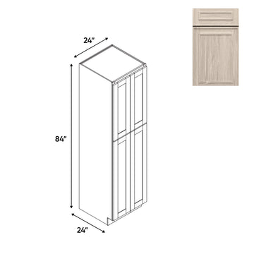 RTA - Elegant Shaker Ivory - Tall Pantry Cabinets with 4 Door 5 Shelf Space - 24