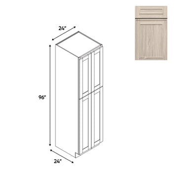 RTA - Elegant Shaker Ivory - Tall Pantry Cabinets with 4 Door 5 Shelf Space - 24