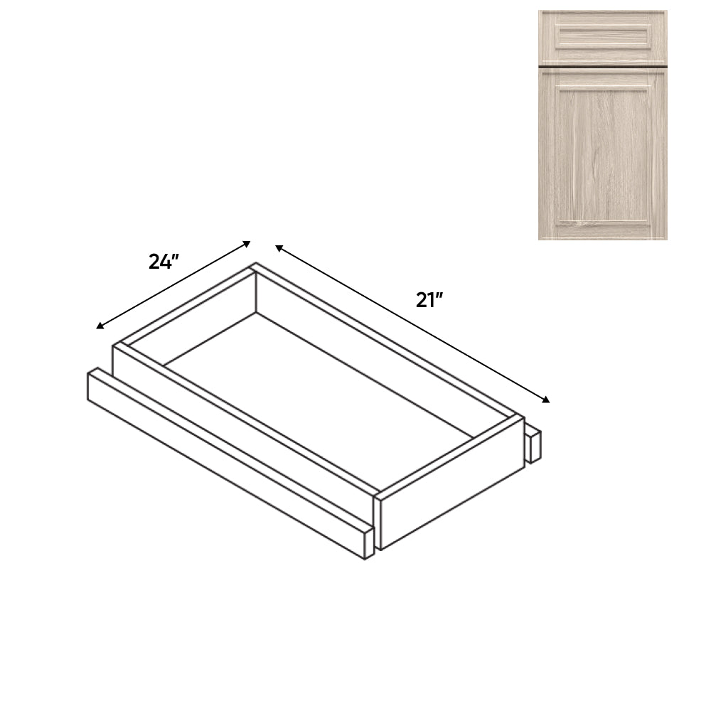 RTA - Elegant Shaker Ivory - Base Roll Out Tray - 20"W x 4.25"H x 21"D