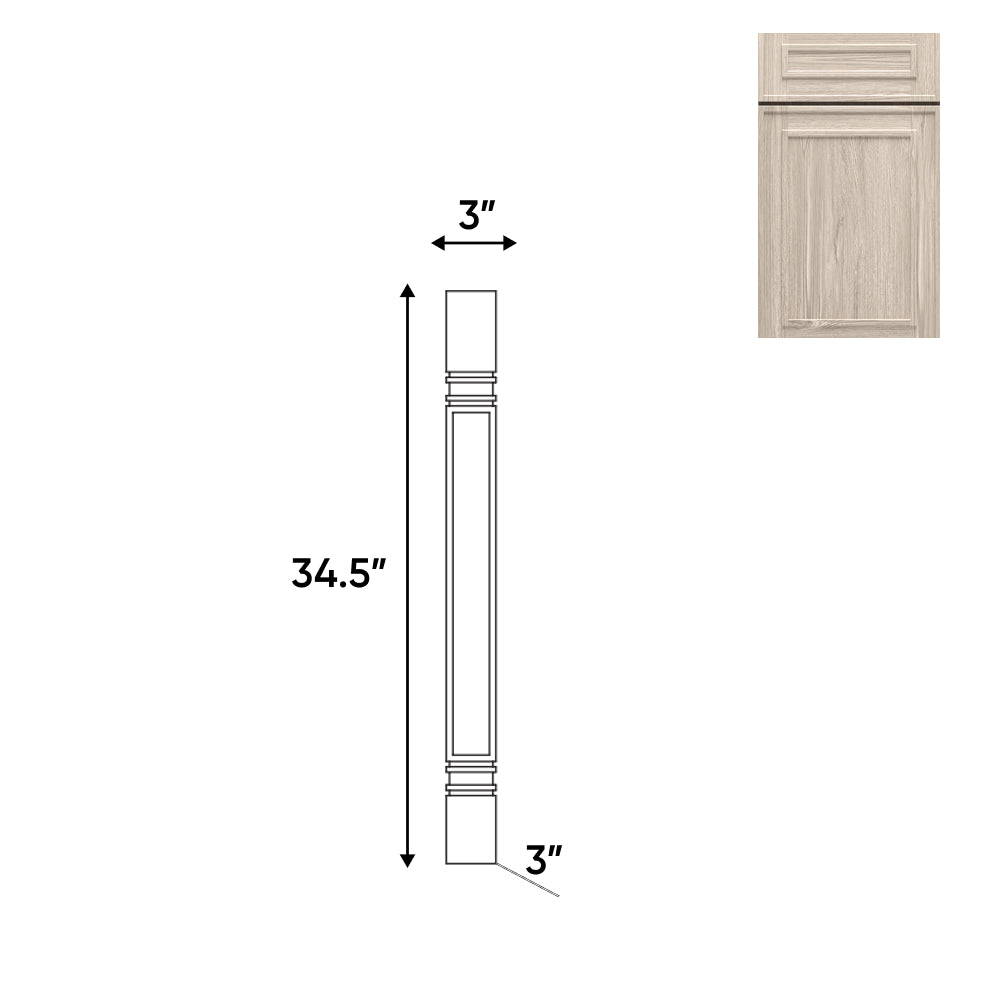 RTA - Elegant Shaker Ivory - Turning Post - 3"W x 34.5"H x 3"D