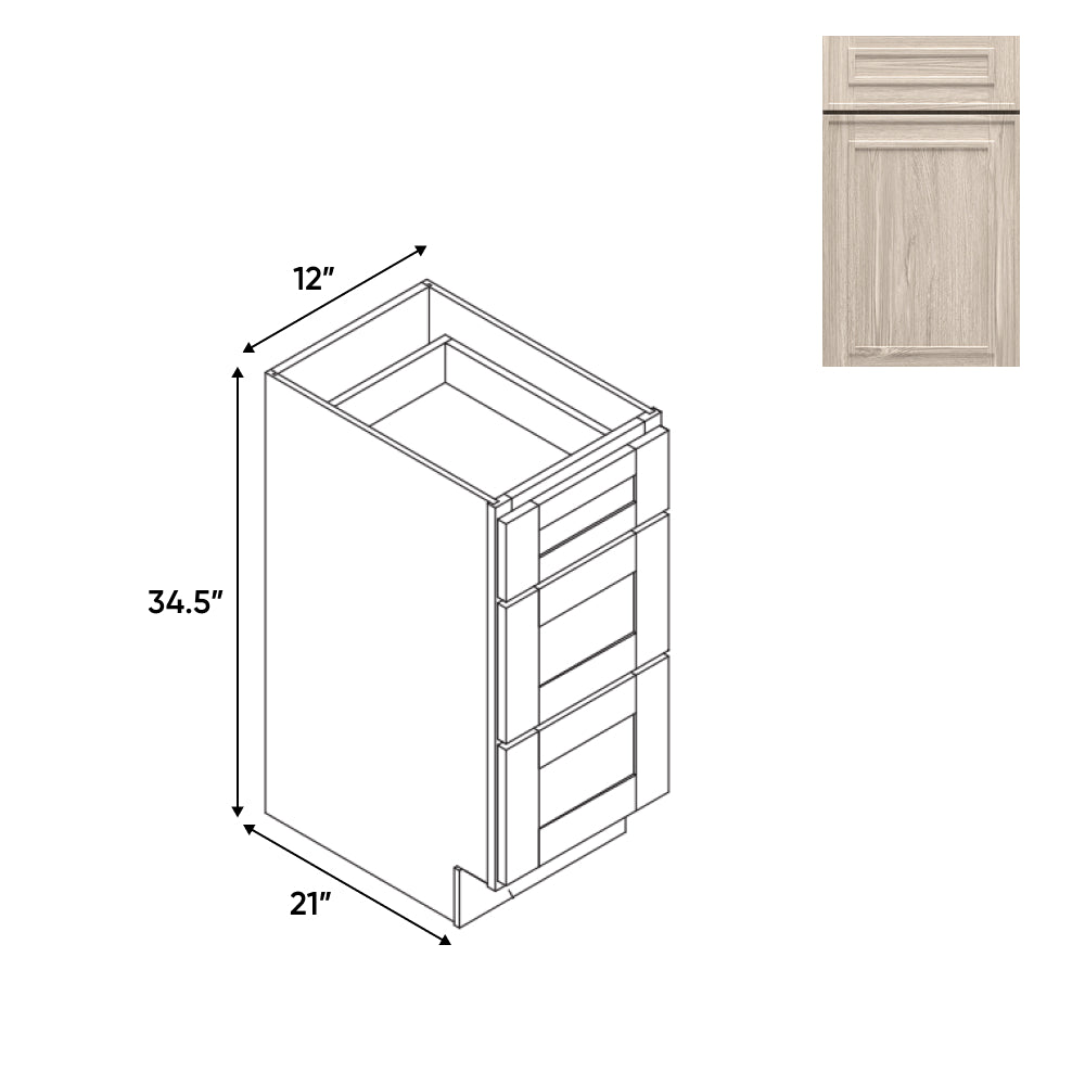 RTA - Elegant Shaker Ivory - Vanity Drawer Pack with Drawer - 12"W x 34.5"H x 24"D