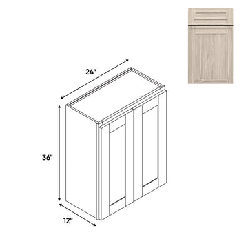 RTA - Elegant Shaker Ivory - Wall High Cabinets with 2 Door 2 Shelf - 24