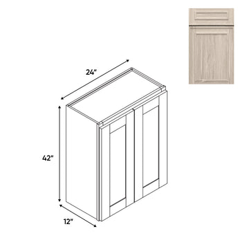 RTA - Elegant Shaker Ivory - Wall High Cabinets with 2 Door 3 Shelf - 24