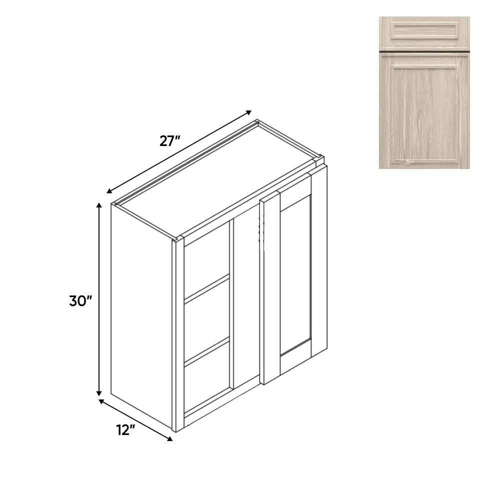 RTA - Elegant Shaker Ivory - Wall Blinder Corner - 1 Door 2 Shelf - 27"W x 30H" x 12"D