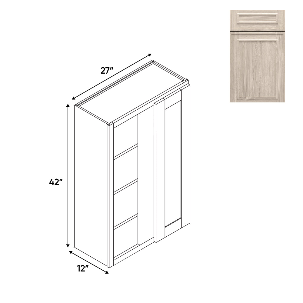 RTA - Elegant Shaker Ivory - Wall Blinder Corner - 1 Door 2 Shelf - 27"W x 42H" x 12"D