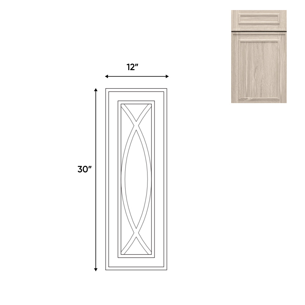 RTA - Elegant Shaker Ivory - 12"W x 30"H - Wall Decoration Glass Door