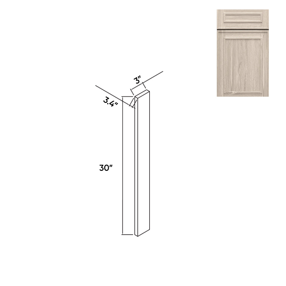 RTA - Elegant Shaker Ivory - Wood Wall Filler - 3"W x 30"H x 0.75"D